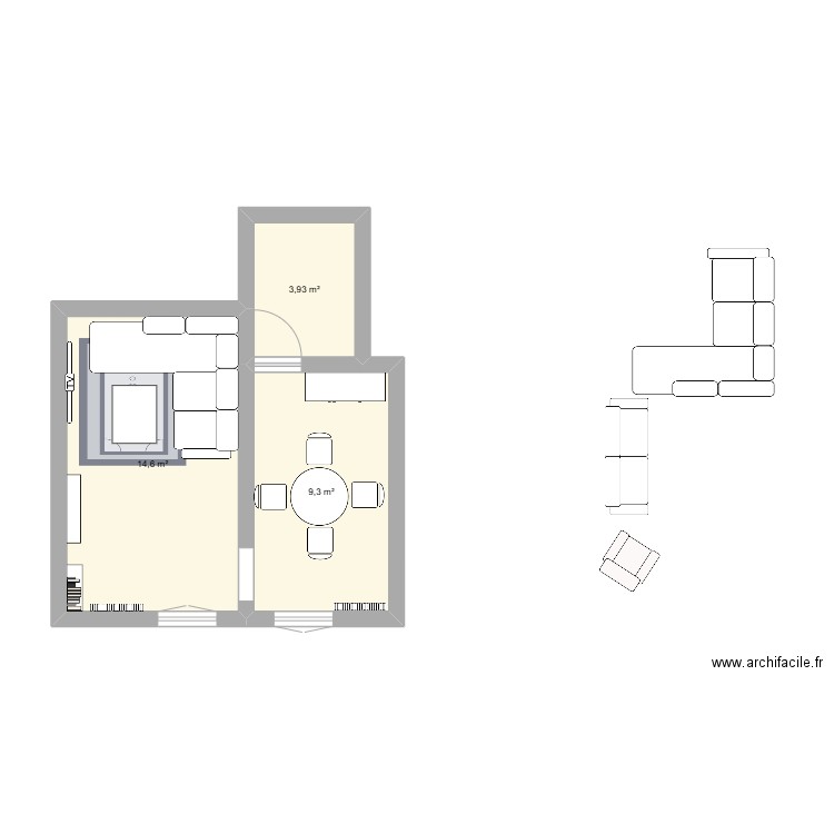 Maison kiki. Plan de 3 pièces et 28 m2