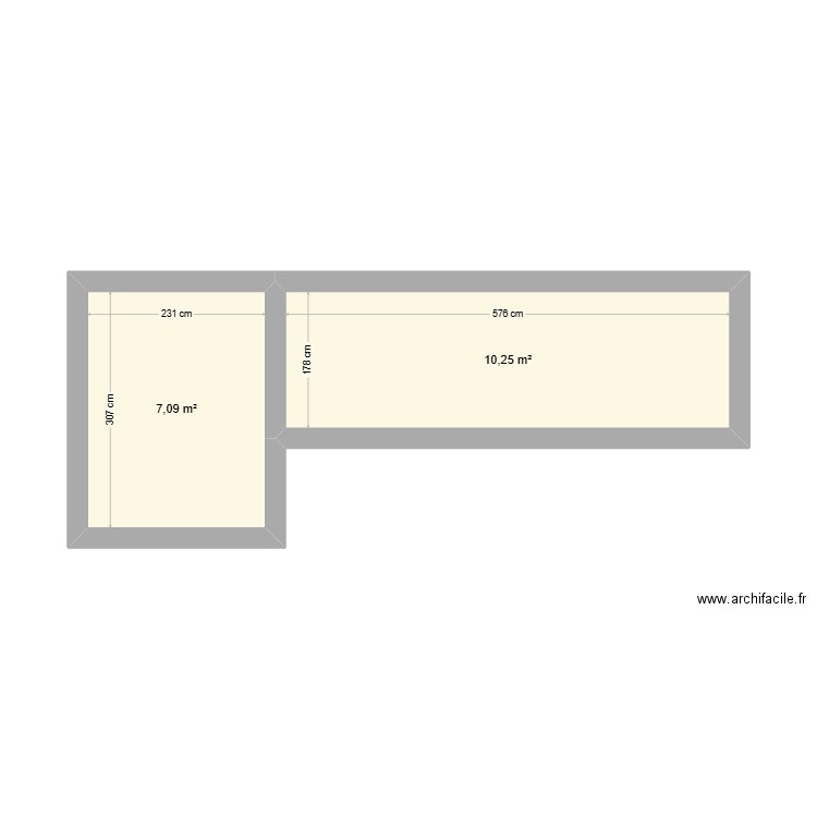 Marylène. Plan de 2 pièces et 17 m2