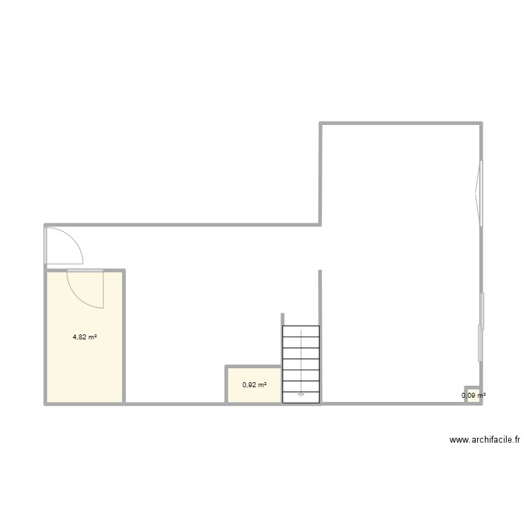 RDC Maison. Plan de 3 pièces et 6 m2