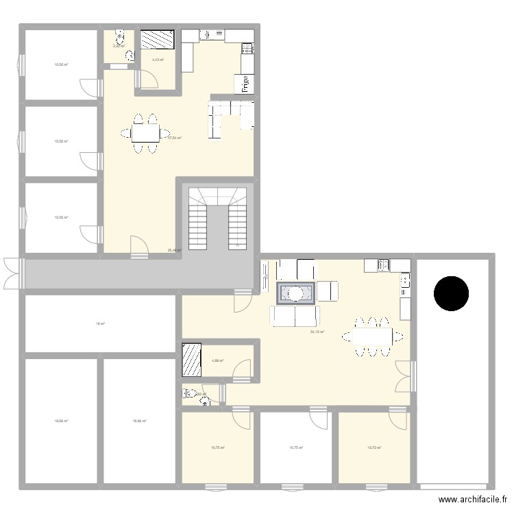 awaw. Plan de 16 pièces et 260 m2