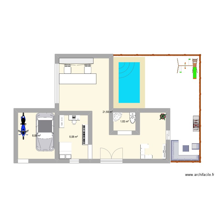 MAISON. Plan de 4 pièces et 35 m2