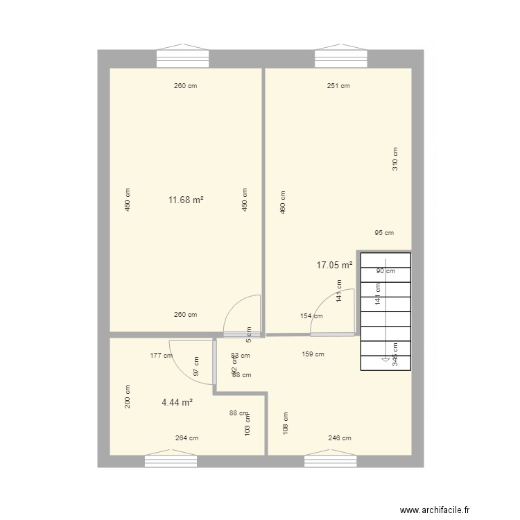 Mélanie étage 3. Plan de 3 pièces et 33 m2