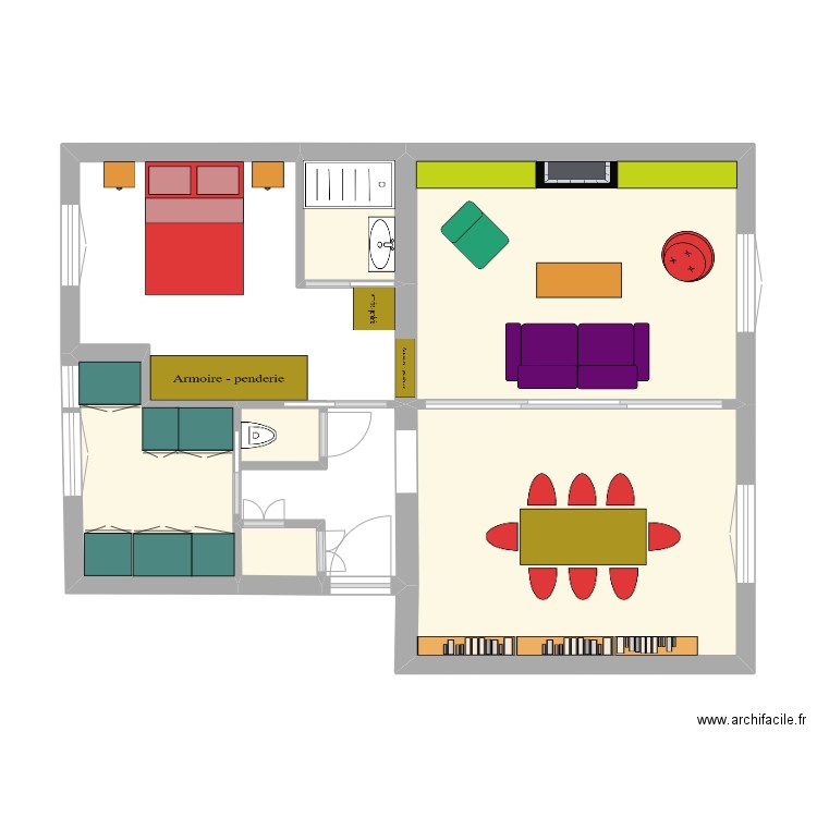 34 GABRIELLE avec cloison. Plan de 6 pièces et 41 m2