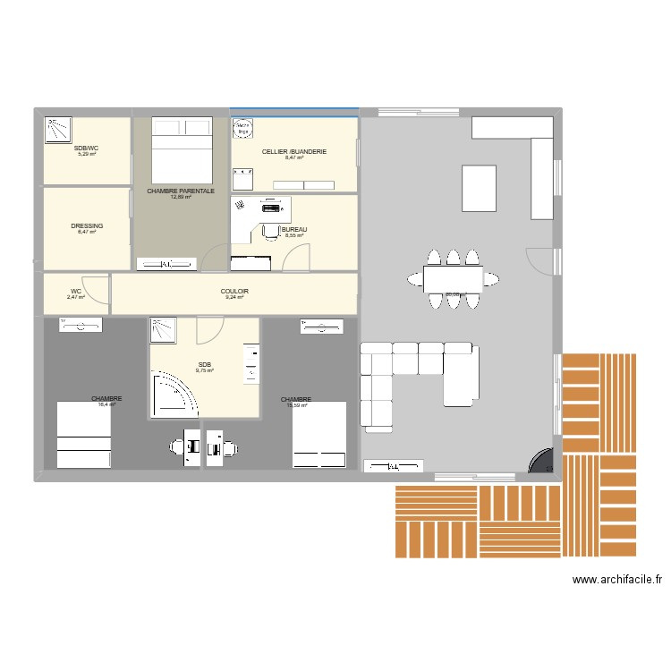 Maison 2. Plan de 11 pièces et 155 m2