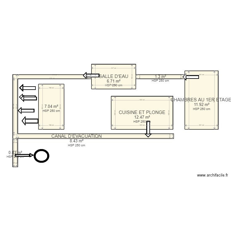 PLA AU USE. Plan de 7 pièces et 49 m2