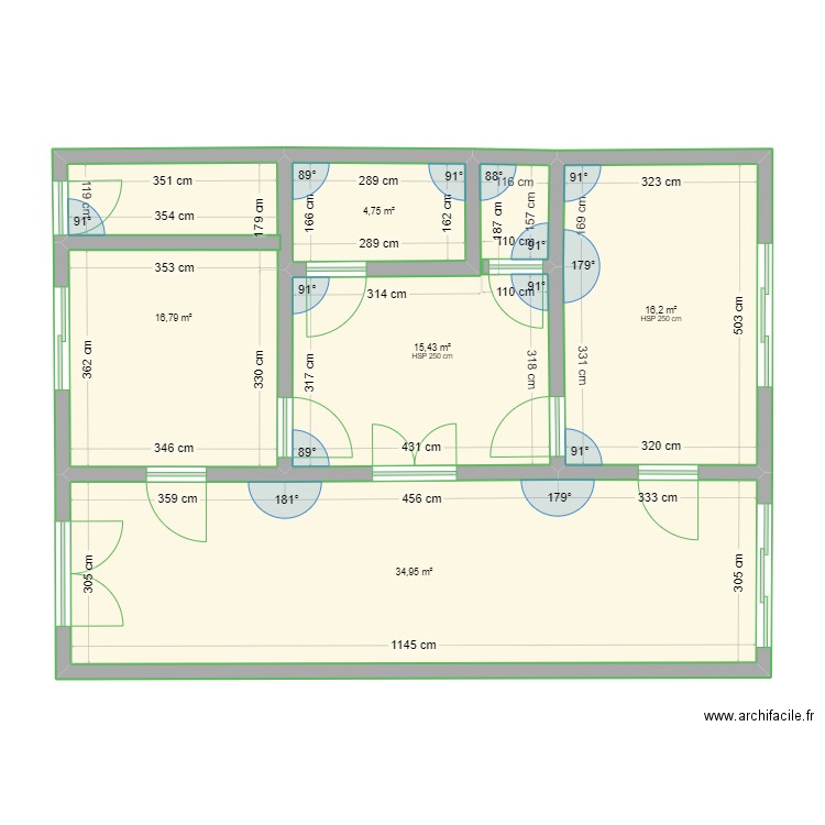 cabinet santé. Plan de 5 pièces et 88 m2