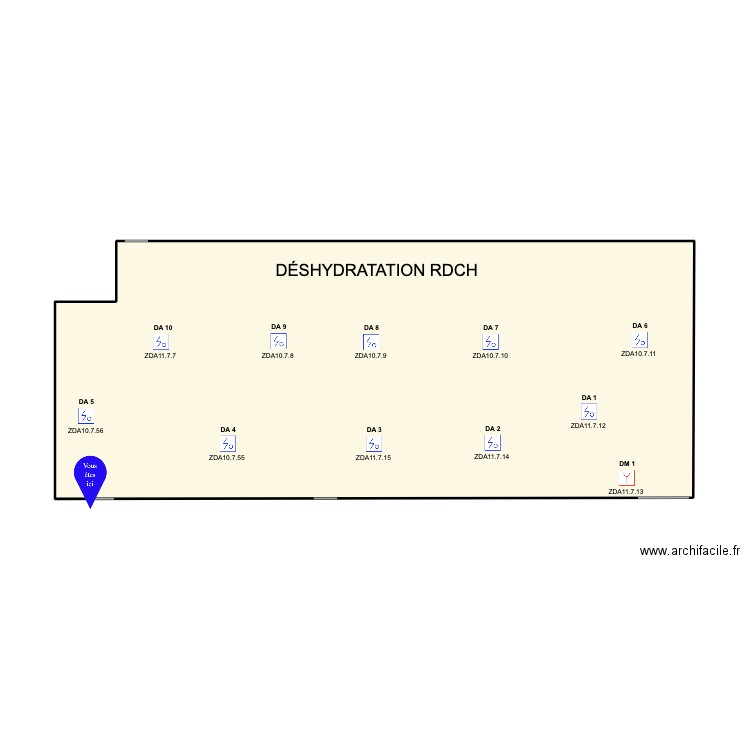 DESHYDRATION2. Plan de 1 pièce et 52 m2