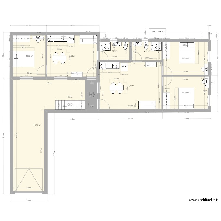 Plan complet R do outeiro N7 1 andar. Plan de 18 pièces et 242 m2