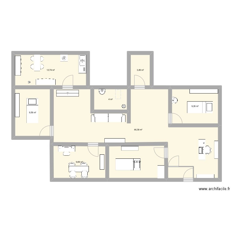 lili. Plan de 8 pièces et 104 m2