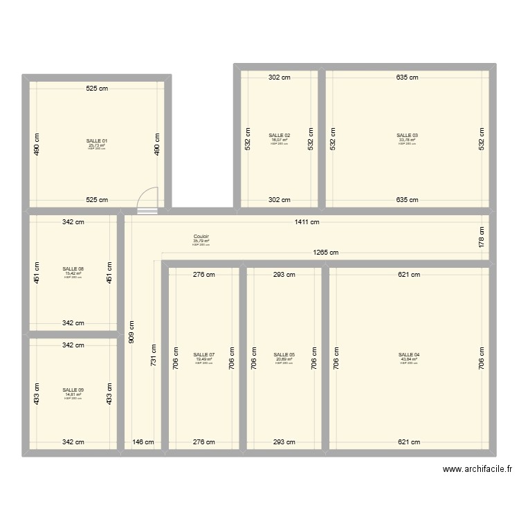 plan REGION GRAND EST école Courcelles. Plan de 9 pièces et 226 m2