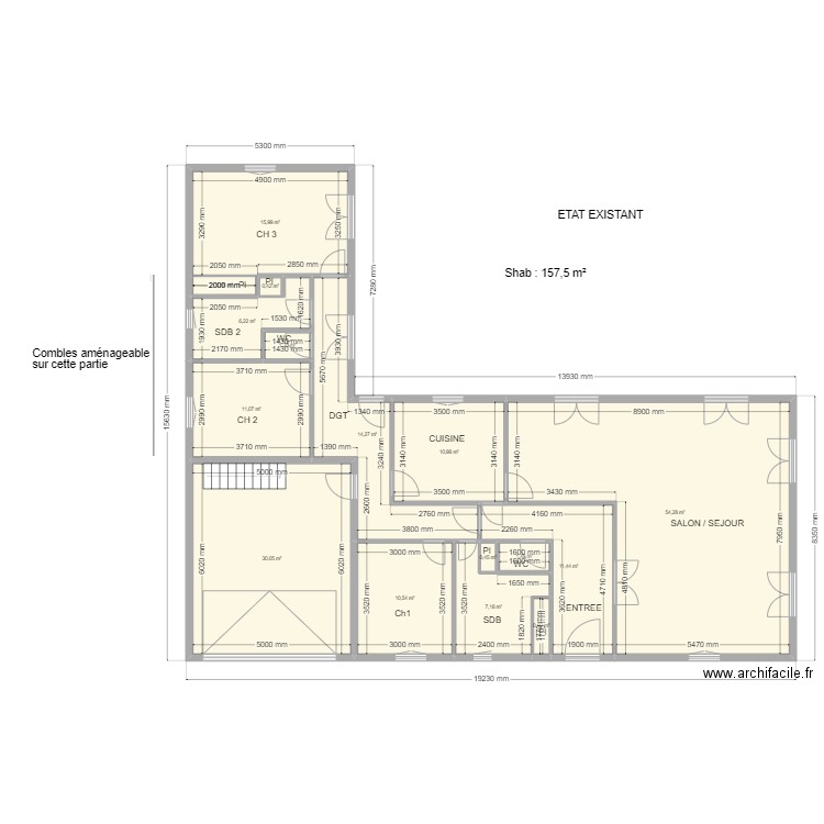 PLAN INITIAL V2. Plan de 16 pièces et 178 m2