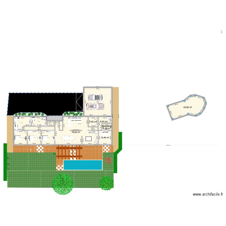 Maison. Plan de 15 pièces et 305 m2