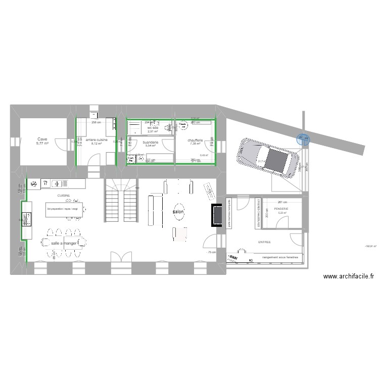 CAROLE & LUDO  PROJET   RDC . Plan de 19 pièces et 148 m2