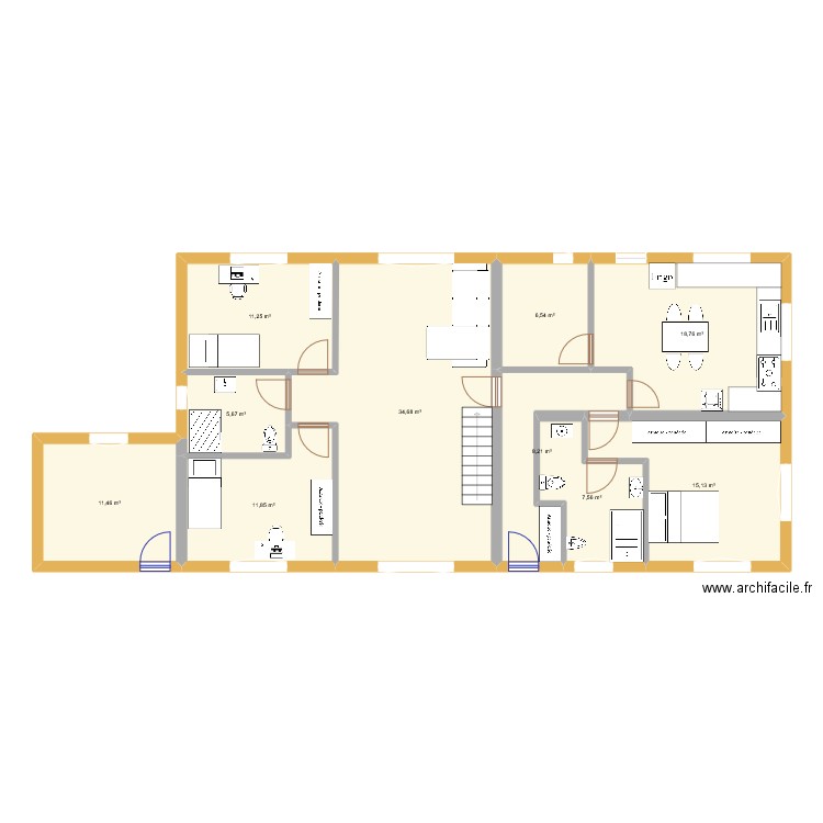 Nora 4. Plan de 10 pièces et 131 m2