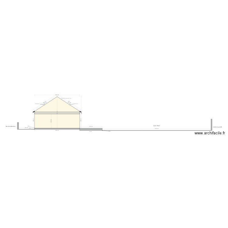 DP3 - Plan de coupe Terrain - ACTUEL Façade Ouest. Plan de 0 pièce et 0 m2