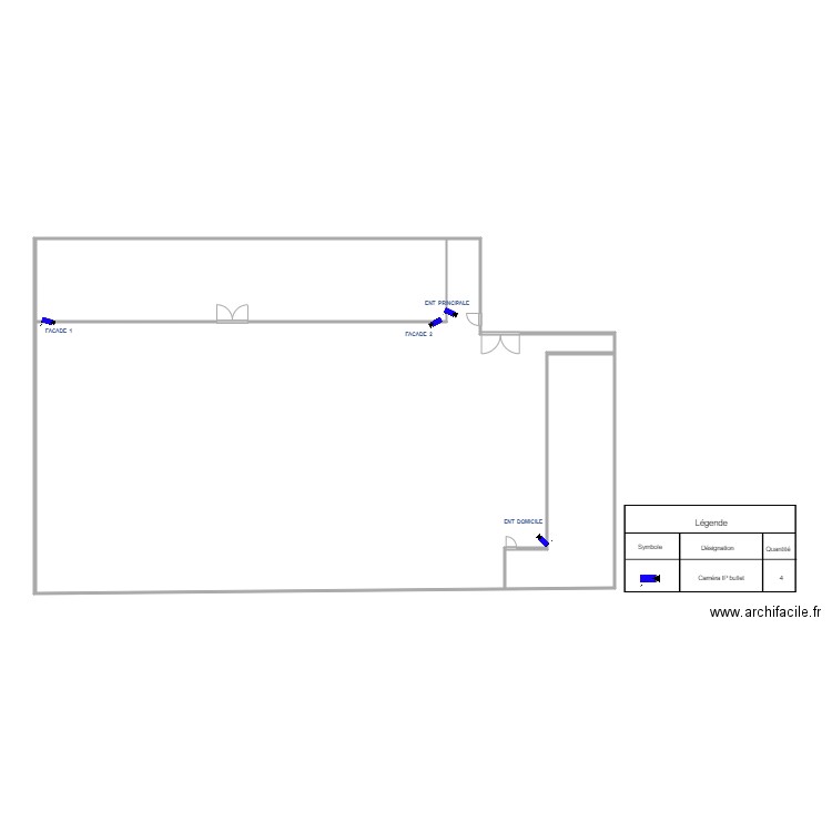 Plan de vidéosurveillance du domicile de M. LONANG. Plan de 2 pièces et 158 m2