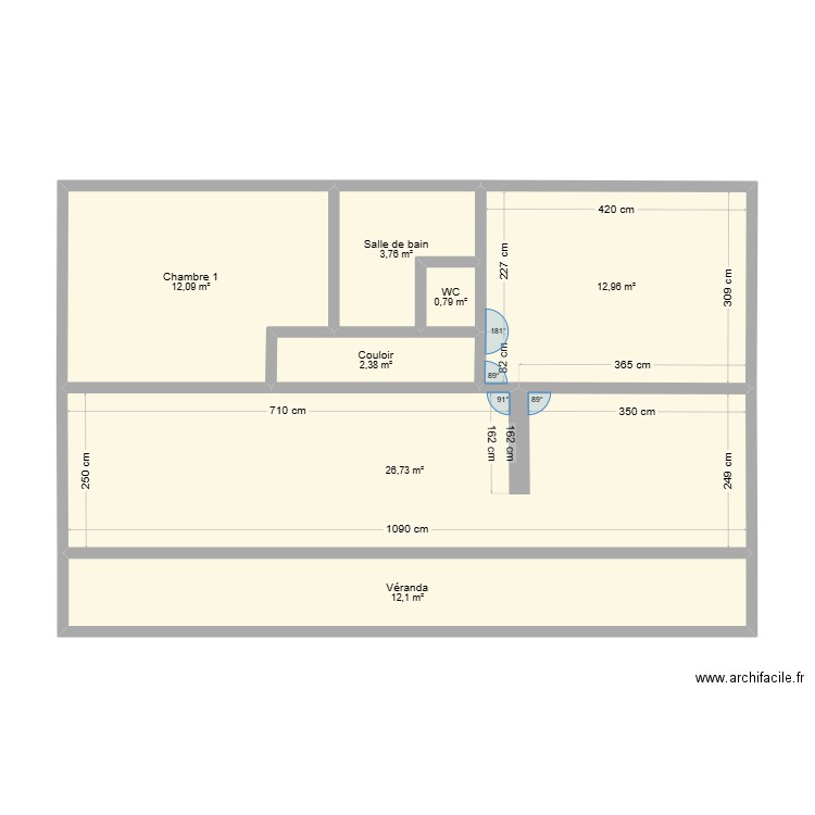 Appartement haut. Plan de 7 pièces et 71 m2