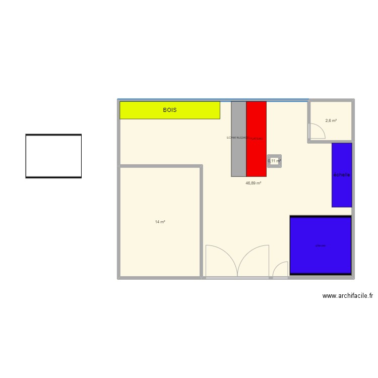 depot. Plan de 4 pièces et 64 m2