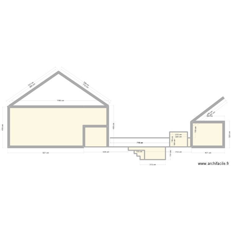 Piscine. Plan de 7 pièces et 72 m2