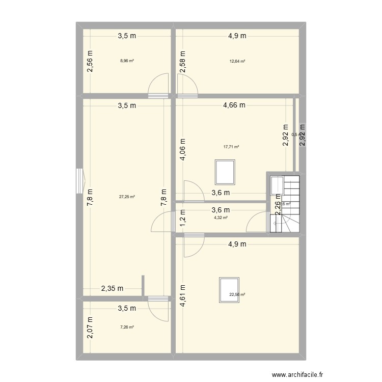 plan coté. Plan de 9 pièces et 104 m2