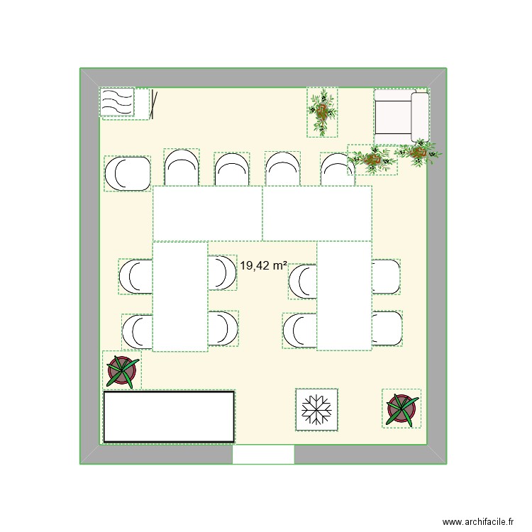 salle 131. Plan de 1 pièce et 19 m2