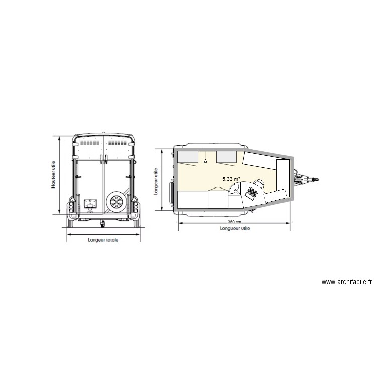 VéloSirRaptor. Plan de 1 pièce et 5 m2