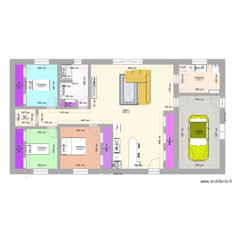 Alain 4. Plan de 13 pièces et 124 m2