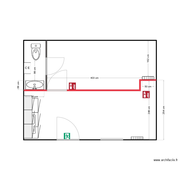 Bureau102 . Plan de 3 pièces et 23 m2