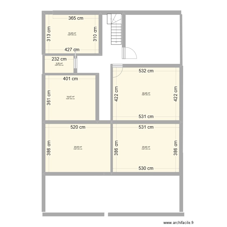 Etage1. Plan de 6 pièces et 94 m2