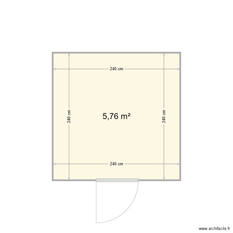 abris. Plan de 1 pièce et 6 m2