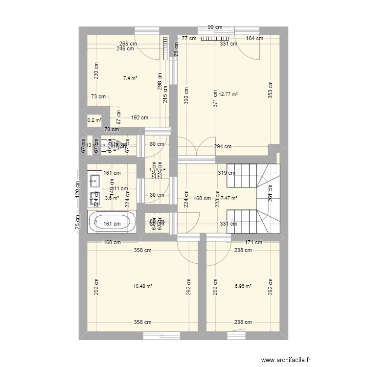 PEPINIERE 1 ETAGE SANS MOBILIERS. Plan de 11 pièces et 52 m2