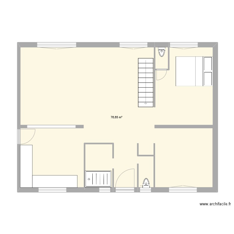 Degottet V1. Plan de 1 pièce et 77 m2