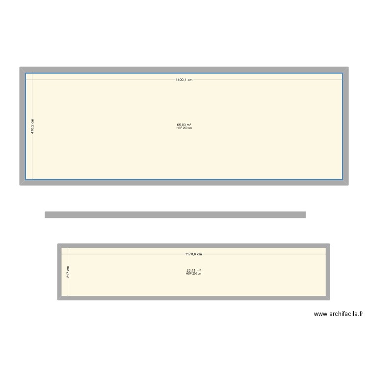 RETHEUIL base + FR1 bus. Plan de 2 pièces et 91 m2