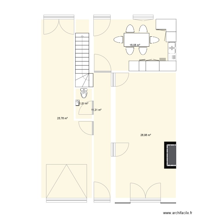 Maison. Plan de 5 pièces et 81 m2