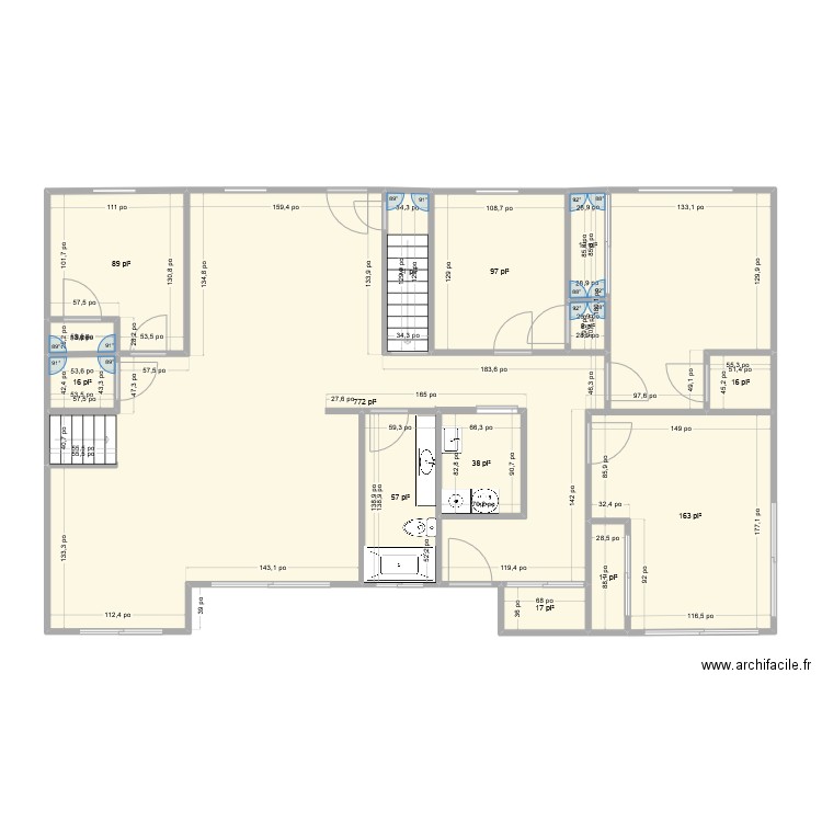 MAISON MAMAN2. Plan de 14 pièces et 125 m2