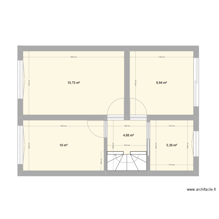 Plan étage caroline.. Plan de 5 pièces et 46 m2