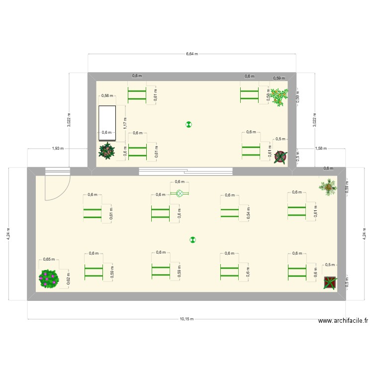 BUREAU MAINTENANCE . Plan de 2 pièces et 53 m2