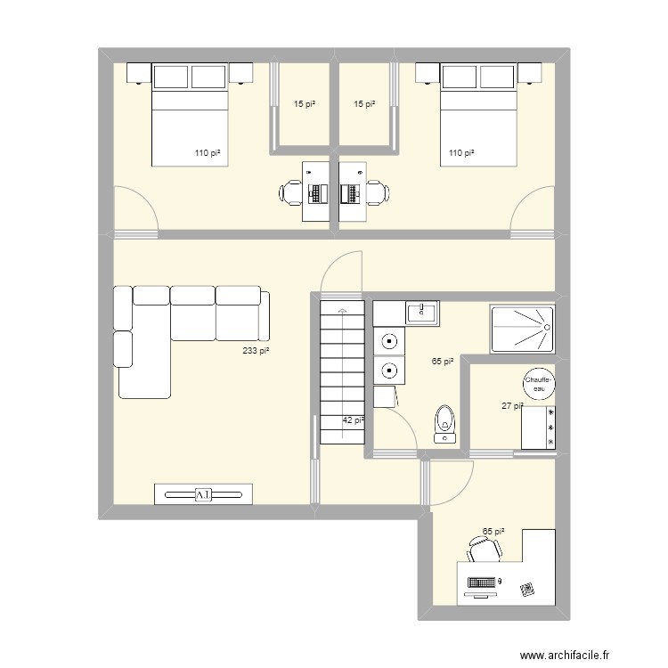 maison v2. Plan de 9 pièces et 63 m2