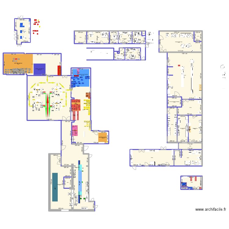 Projet Cuisines HL v35. Plan de 33 pièces et 1357 m2