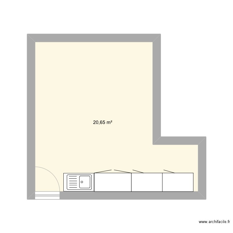 Salon . Plan de 1 pièce et 21 m2