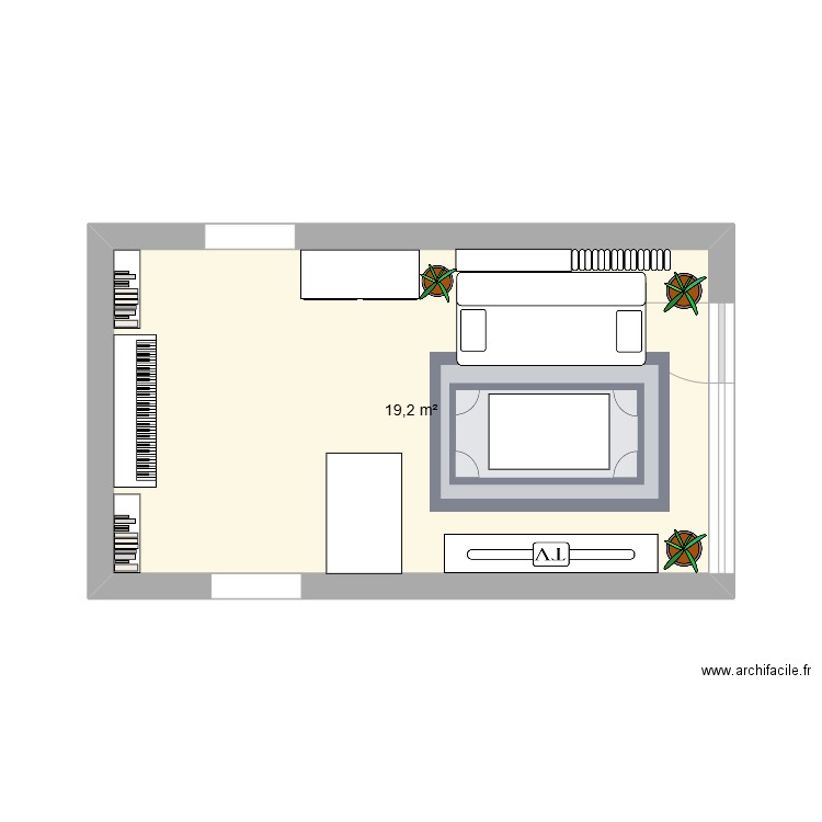 SALON. Plan de 1 pièce et 19 m2