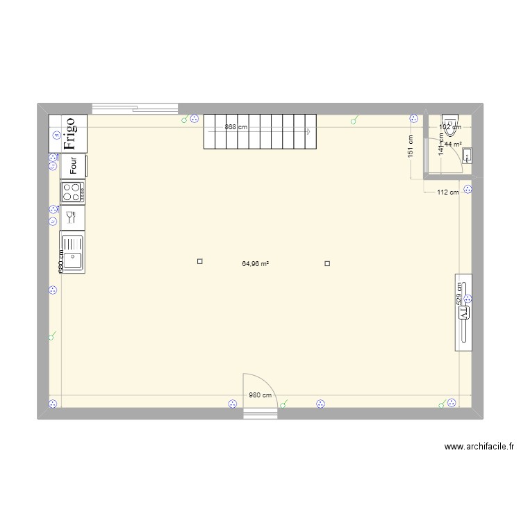 Bonzieux. Plan de 2 pièces et 66 m2