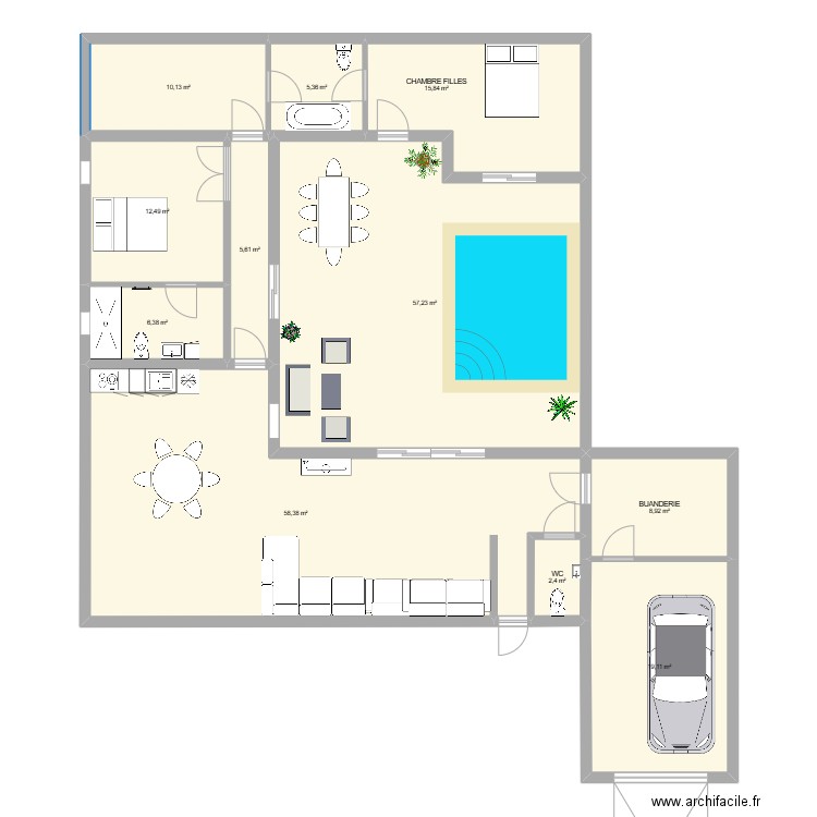 Riadkenitra. Plan de 11 pièces et 202 m2