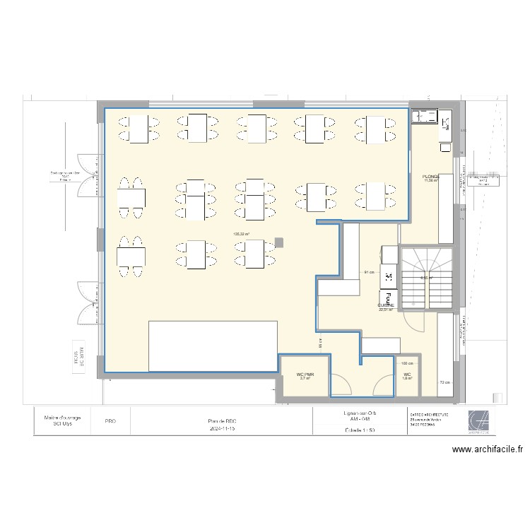 RESTAURANT. Plan de 6 pièces et 181 m2