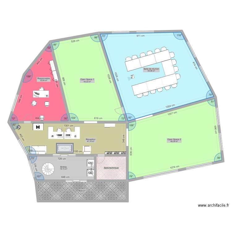 plan Cisco PKT. Plan de 8 pièces et 328 m2