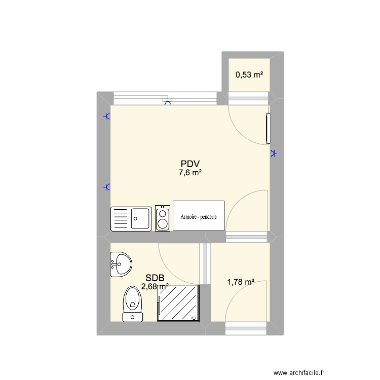 Appart Elouan. Plan de 4 pièces et 13 m2