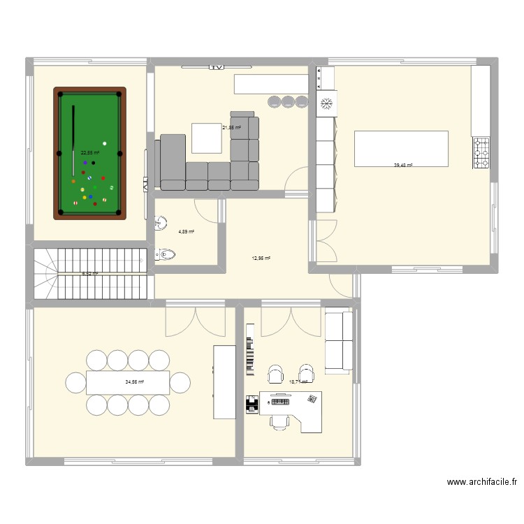 ébauche. Plan de 8 pièces et 162 m2