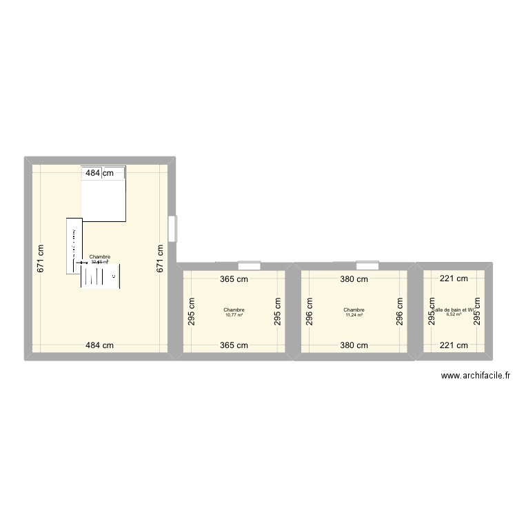 Plan maison. Plan de 4 pièces et 61 m2