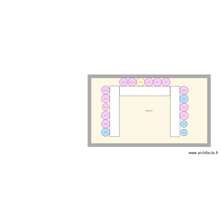 Plan table enfant . Plan de 1 pièce et 53 m2