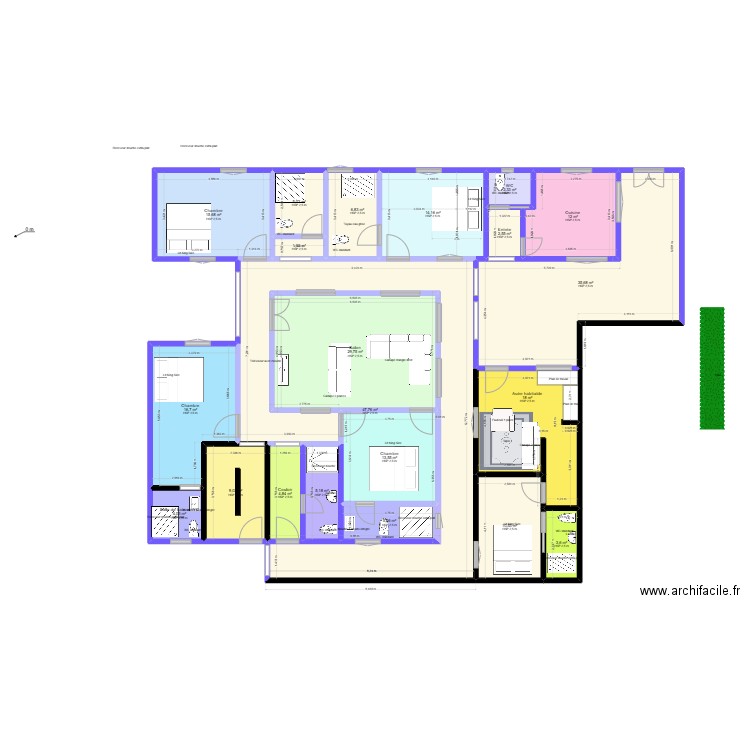 Alou S.N RC. Plan de 21 pièces et 264 m2